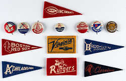 1950 American Nut & Chocolate (and others) Pin & Pennants Collection (14) with (2) Brooklyn Dodgers