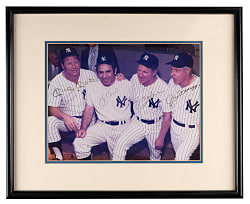 New York Yankees Legends Multi-Signed Photograph Display with Mantle, DiMaggio, Berra & Ford