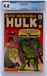 1963 Marvel Comics Incredible Hulk #6 First Teen Brigade and Metal Master - CGC 4.0