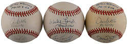 New York Yankees Cy Young, No-Hitter & Perfect Game Signed Ball Trio (13 Total Signatures)