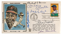 1982 Frank Robinson First Day Cover Signed by (6) Hall of Famers with Mantle, Musial & Grimes - JSA LOA