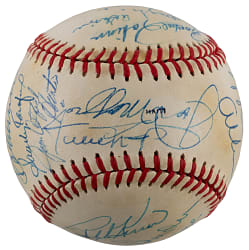 Hall of Fame Weekend Multi-Signed Baseball (22) Including Aaron, DiMaggio, Koufax, Mays & T. Williams - JSA LOA
