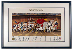 Multi-Signed Looney Tunes 3000 Hit Club Limited Edition Print in Framed Display with Rose, Aaron & Mays