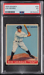 Lot # 4: 1933 Goudey #92 Lou Gehrig PSA EX 5