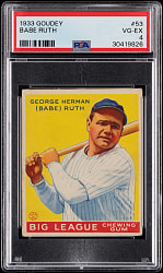 Lot # 3: 1933 Goudey #53 Babe Ruth PSA VG-EX 4