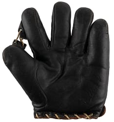1920s Black Leather Grommet Web Glove In Exceptional Condition - Rare