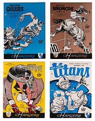 1961 San Diego Chargers 2nd Season Home Program Partial Set (4/7) - Great Artwork!