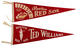 1940s-1956 Boston Red Sox Pennant Pair with Ted Williams & 1956 Dated Examples