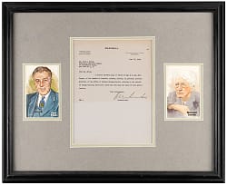 1944 Commissioner Kenesaw Mountain Landis Typed Letter Signed to NL President Ford Frick in Framed Display - Full JSA LOA