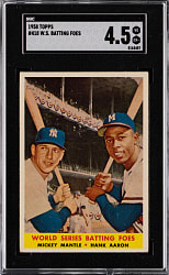 1958 Topps #418 World Series Batting Foes Mickey Mantle/Hank Aaron SGC VG/EX+ 4.5