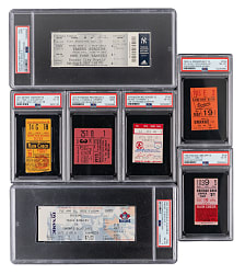 1962-2007 PSA Graded Milestone Tickets (7) with Willie Mays, Stan Musial & Roberto Clemente