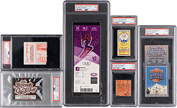 1965-2012 Multi-Sport PSA Graded Milestone Ticket Collection (6)