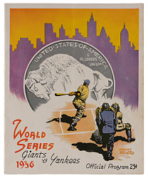 1936 New York Yankees vs. New York Giants World Series Game 3 Program - Lou Gehrig Home Run!