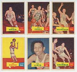 1957-1958 Topps Basketball Partial Set (59/80) with Bob Cousy Rookie