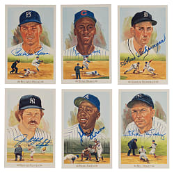 Hall of Famer Signed Perez-Steele Celebration Postcards (35) with Aaron, Banks & Hunter
