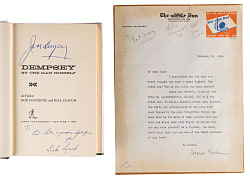 1960 Jack Dempsey Signed Book & 1939 Frank Graham Typed Letter Signed to Dempsey