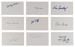 Legendary Announcer/Sportscaster Signed Index Cards (9) with Jack Buck & Vin Scully