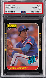 1987 Leaf #36 Greg Maddux Rated Rookie PSA GEM MINT 10