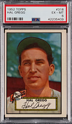 1952 Topps #318 Hal Gregg High Number PSA EX-MT 6