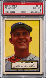 1952 Topps #319 Al Walker High Number PSA EX-MT 6