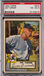 1952 Topps #373 Jim Turner High Number PSA VG-EX 4
