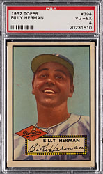 1952 Topps #394 Billy Herman High Number PSA VG-EX 4