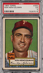 1952 Topps #362 Ken Heintzelman High Number PSA EX 5