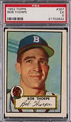 1952 Topps #367 Bob Thorpe High Number PSA EX 5