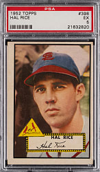 1952 Topps #398 Hal Rice High Number PSA EX 5