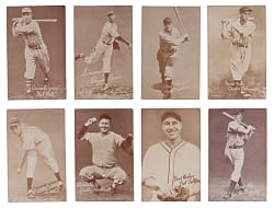 1939-1946 Salutation Exhibits Near Complete Set (69/83) with One PSA Graded Plus (3) Variations - (72 Total Cards)
