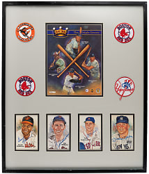 Triple Crown Award Winners Signed Perez-Steele Postcards (4) in Framed Display with Mantle, Williams, Robinson & Yastzremski