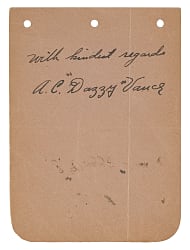 Boldly Signed 1931 A.C. "Dazzy" Vance Album Page with Dated Reverse Plus Full JSA LOA