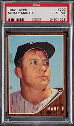 1962 Topps #200 Mickey Mantle PSA EX-MT 6