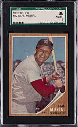 1962 Topps #50 Stan Musial SGC NM/MT 8