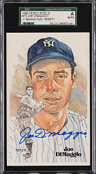 Joe DiMaggio Signed 1980 Perez-Steele Galleries Postcard - SGC/JSA Authentic