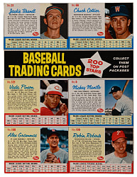 1962 Post Cereal Uncut 6-Card Panel with Clean #5  Mickey Mantle - Tough Panel!