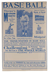1931 House of David Barnstorming Broadside Poster Featuring Team Founder Francis Thorpe and Radio Press Release Reverse