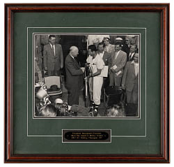 1954 President Eisenhower Presents Mickey Vernon Silver Bat Award as 1953 A.L. Batting Champion from Vernon Estate
