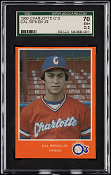 Lot # 11: Stunning 1980 Charlotte O's Police Orange Border Cal Ripken Jr. Minor League Rookie SGC 70 EX+ 5.5 - Finest Offered Since Our Record!
