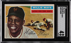 1956 Topps #130 Willie Mays White Back SGC VG/EX 4