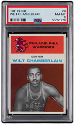 Lot # 1: 1961-1962 Fleer Basketball #8 Wilt Chamberlain Rookie PSA NM-MT 8