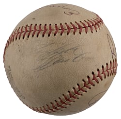 1972 Roberto Clemente 3,000th Hit Celebration Baseball Multi-Signed by (5) with Clemente and Puerto Rican Sports Figures - PSA/DNA Overall Grade 5.5
