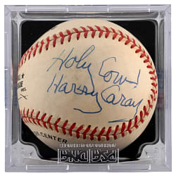 Harry Carey Single-Signed & Inscribed "Holy Cow!" ONL/Coleman Baseball - PSA/DNA Overall Grade 7.5 with Auto Grade MINT 9