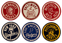 1958 Bazooka/Blony My Favorite Team Felt Emblems Partial Set (11/16) - Gorgeous Condition!