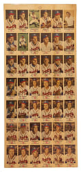 1954 Johnston Cookies Milwaukee Braves Uncut Sheet (42) with Complete Set (35) Including #5 Hank Aaron Rookie