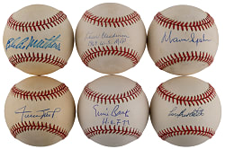 Single-Signed Baseball Collection (10) with (5) Hall of Famers Including Willie Mays