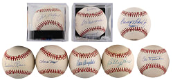 Brooklyn Dodgers Single-Signed Baseball Group (8) with Koufax, Drysdale, Durocher, Reese - All Individually Certified