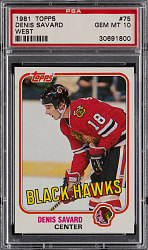 1981-1982 Topps Hockey #75 Denis Savard Rookie PSA GEM MINT 10