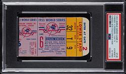1953 World Series New York Yankees vs. Brooklyn Dodgers Game 6 Ticket Stub - PSA Authentic, Yankees Clinch 16th Title!