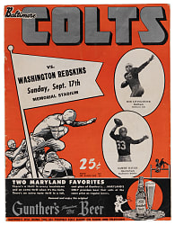 1950 Baltimore Colts First Game In the NFL Program (vs. Washington Redskins)